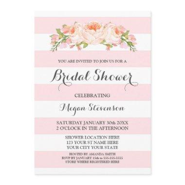 Light Pink Stripes Watercolor Floral