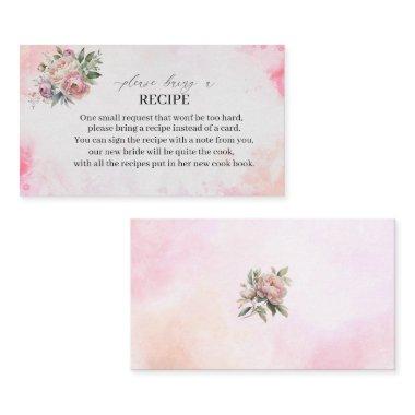 Light Pink Watercolor Flowers Recipe Invitations bridal