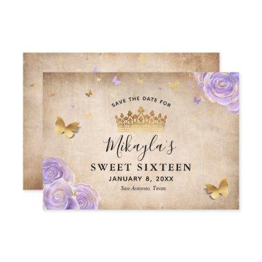 Light Purple and Gold Rose Parchment Elegant Save The Date