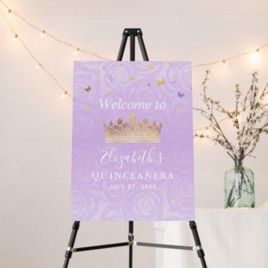 Light Purple and Gold Roses Elegant Welcome Party Foam Board