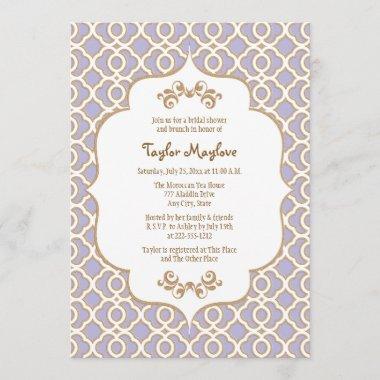 Light Purple Gold Moroccan Bridal Shower Invites