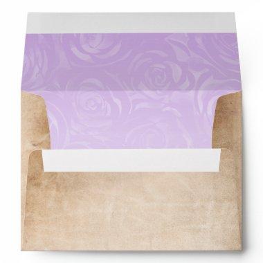 Light Purple Roses Parchment Return Address Envelope