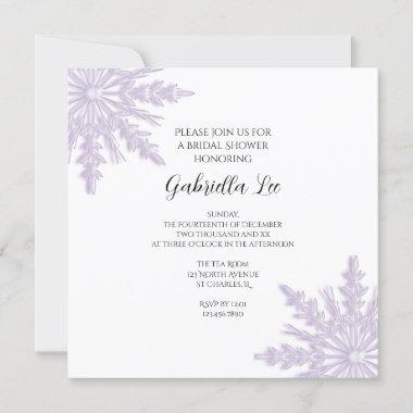 Light Purple Snowflakes Winter Bridal Shower Invitations
