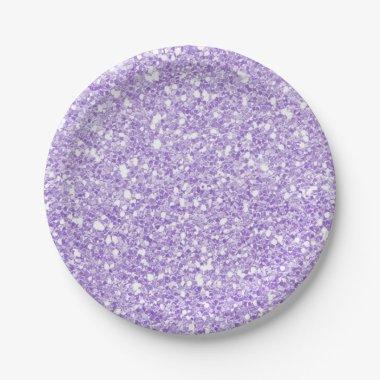 Light Purple Sparkle Glitter Glam Custom Party Paper Plates