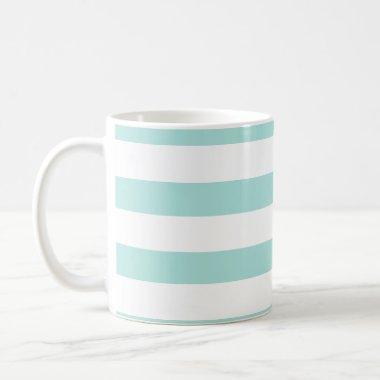 Light Turquoise and White Wide Horizontal Striped Coffee Mug