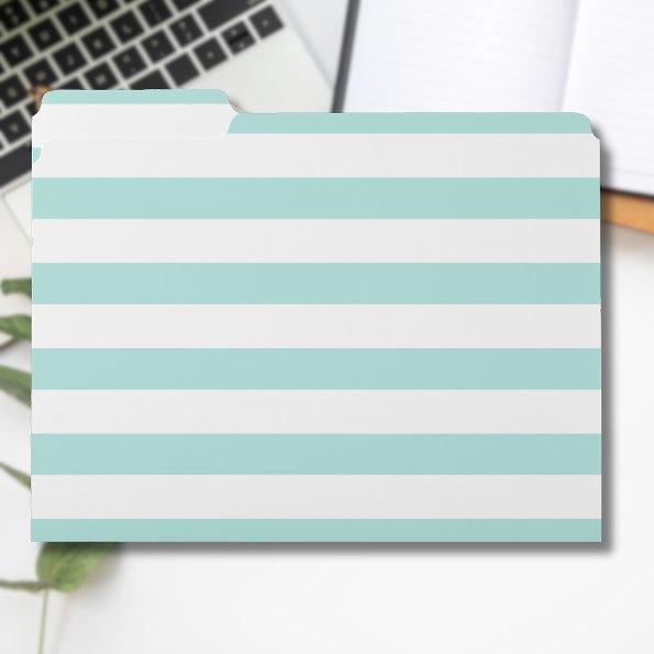 Light Turquoise and White Wide Horizontal Striped File Folder