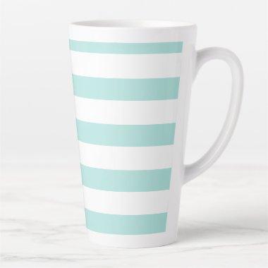 Light Turquoise and White Wide Horizontal Striped Latte Mug