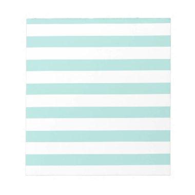 Light Turquoise and White Wide Horizontal Striped Notepad