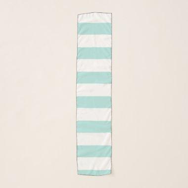 Light Turquoise and White Wide Horizontal Striped Scarf