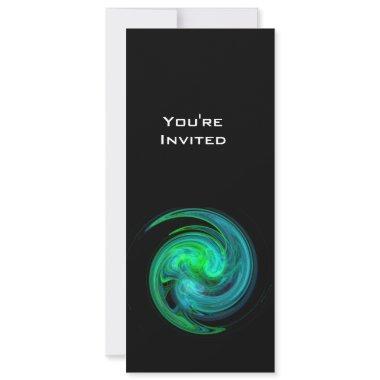 LIGHT VORTEX bright blue green black Invitations