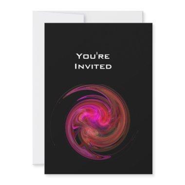 LIGHT VORTEX bright red violet pink purple black Invitations