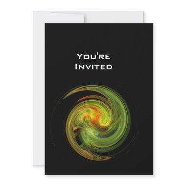 LIGHT VORTEX bright yellow orange green black Invitations