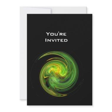 LIGHT VORTEX bright yellow orange green black Invitations