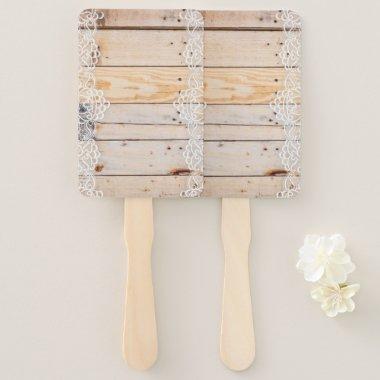 Light Wooden Panel With White Lace Hand Fan