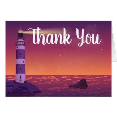 Lighthouse Ocean Beach Nautical Wedding Thank You