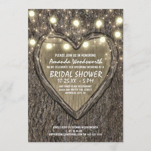 Lights + Oak Tree Bark Bridal Shower Invitations