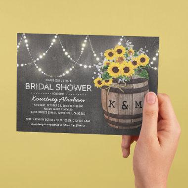 Lights Rustic Vineyard Sunflower Bridal Shower Invitations