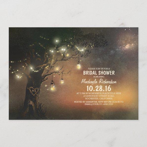 Lights Tree & Mason Jars Rustic Bridal Shower Invitations