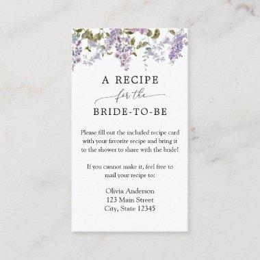 Lilac and Lavender Bridal Recipe Request Enclosure Invitations