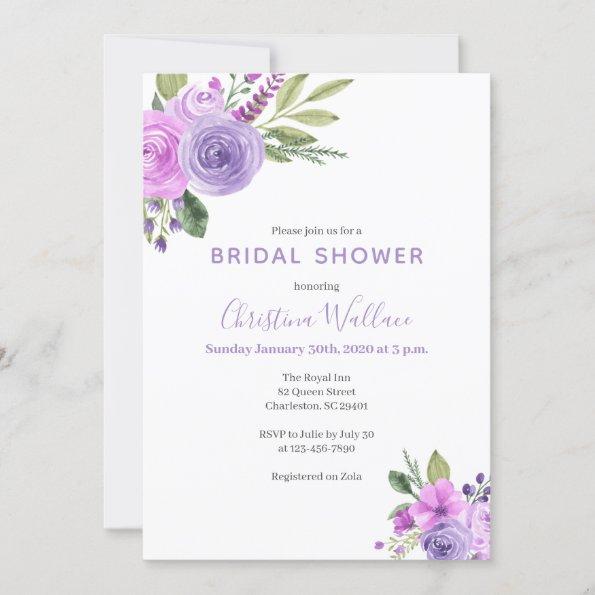 Lilac and Lavender Bridal Shower Invitations
