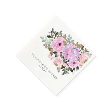 Lilac and Pink Floral Bouquet  Custom Napkins