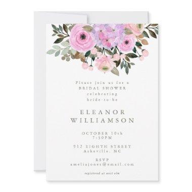 Lilac and Pink Floral Bouquet Bridal Shower Invitations