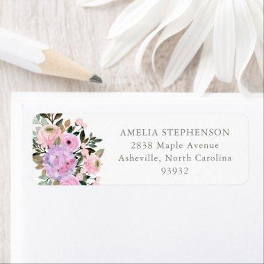 Lilac and Pink Floral Bouquet Return Address Label