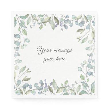 Lilac and Sage Green Floral Greenery Your Message Napkins