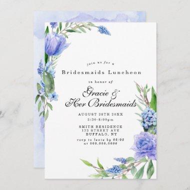 Lilac Blue Floral Bridesmaids Luncheon Invites
