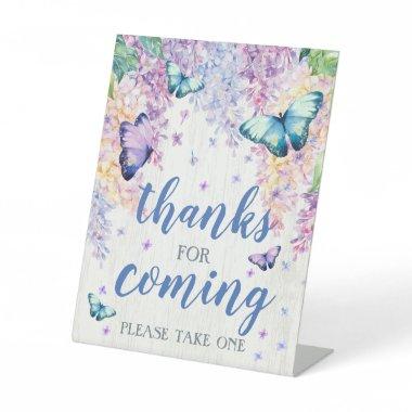 Lilac & Butterfly Thanks for Coming Pedestal Sign