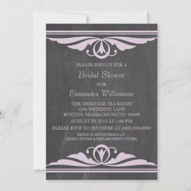Lilac Deco Chalkboard Bridal Shower Invite