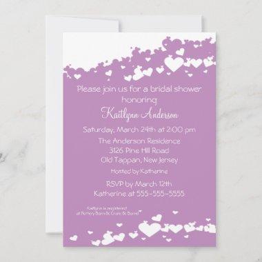 Lilac Field of Hearts Bridal Shower Invitations