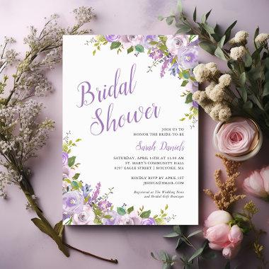 Lilac Floral Bridal Shower Invitations