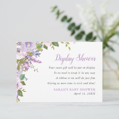 Lilac Floral Display Shower No Gift Wrap Request Enclosure Invitations