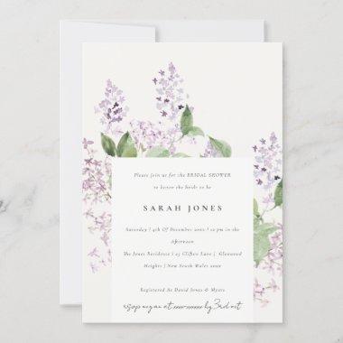 Lilac Floral Wreath Cottage Garden Bridal Shower Invitations
