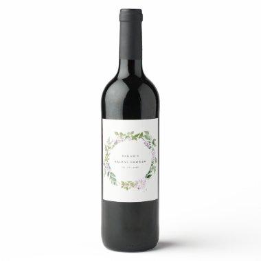 Lilac Floral Wreath Cottage Garden  Wine Label