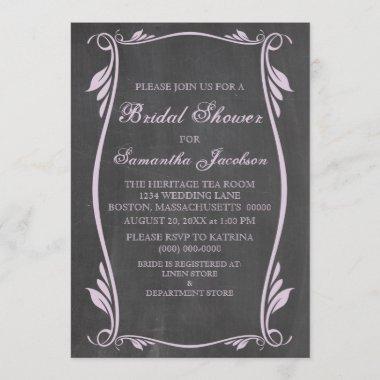Lilac Flourish Chalkboard Bridal Shower Invite