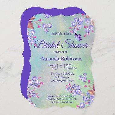 Lilac Forget-me-not Flower Bridal Shower Invitations