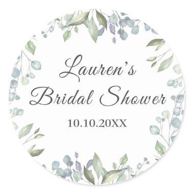 Lilac Greenery Watercolour Bridal Shower Classic Round Sticker