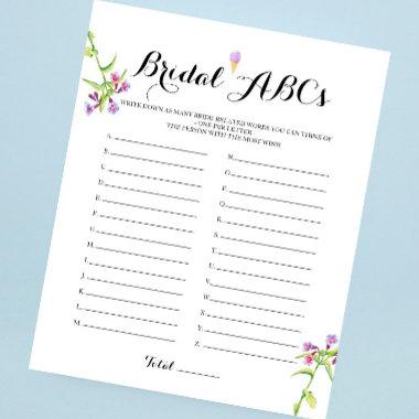 Lilac Ice Cream Bridal Shower Bridal ABCs Game