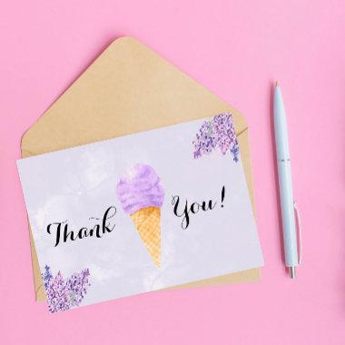 Lilac Ice Cream Bridal Shower Thank You Invitations