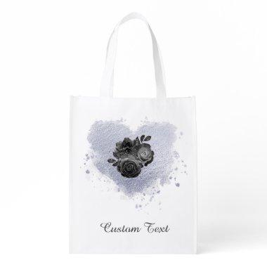 *~* Lilac Iridescent Heart Flower Text Personalize Grocery Bag