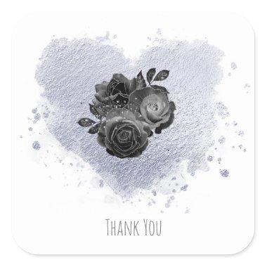 *~* Lilac Iridescent Heart Flowers White Classic Square Sticker