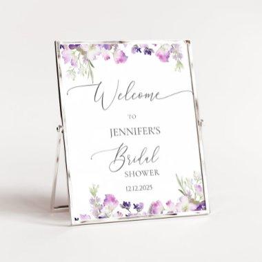 Lilac lavender bridal shower welcome poster
