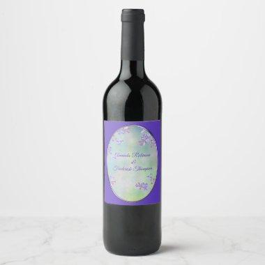 Lilac Lavender Flower Wedding Wine Label