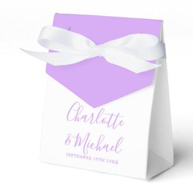 Lilac Lavender Signature Script Elegant Wedding Favor Boxes