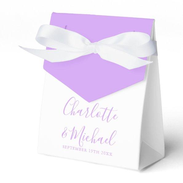 Lilac Lavender Signature Script Elegant Wedding Favor Boxes