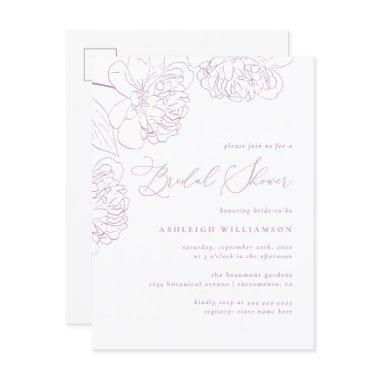 Lilac Minimalist Hand-drawn Peonies  Invitation Post