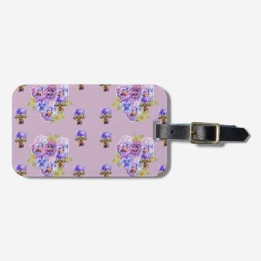 Lilac Pansy Viola Floral Pattern Luggage Tag