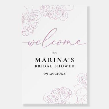 Lilac Peonies Floral Bridal Shower Welcome Sign